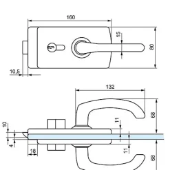 Serrure de milieu cylindre béquille à déport LAGUNE 15 chromé mat 4360 épaisseur 8mm - STREMLER - 4360.31.0-Stremler Assa Abloy Online