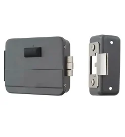 Serrure éléctrique 12V réversible en applique cylindre exterieur et bouton intérieur DOM-Autres Sale