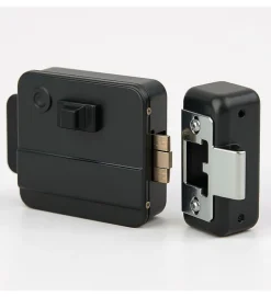 Serrure éléctrique 12V réversible en applique cylindre exterieur et bouton intérieur DOM-Autres Sale