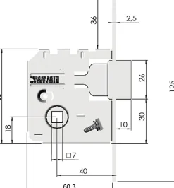 Serrure monopoint à larder petit coffre à bec de cane 40mm bout rond droite - - 255000-02-1X-Jpm Sale