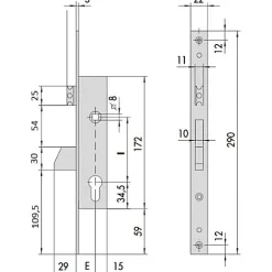 Serrure monopoint à larder profil étroit à pêne basculant et demi-tour axe 35mm - - CIS4621535^Cisa Clearance