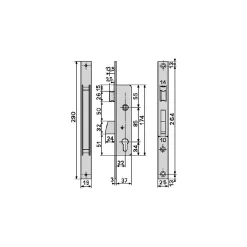 Serrure monopoint à larder profil étroit pêne dormant demi-tour ELECTA axe 25mm - - 781251B^Iseo New