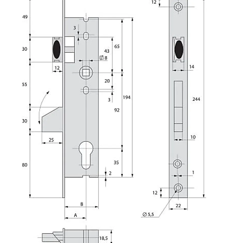 Serrure monopoint pêne dormant à bascule et demi-tour 41mm - STREMLER - 2360.41.0^Stremler Assa Abloy Hot