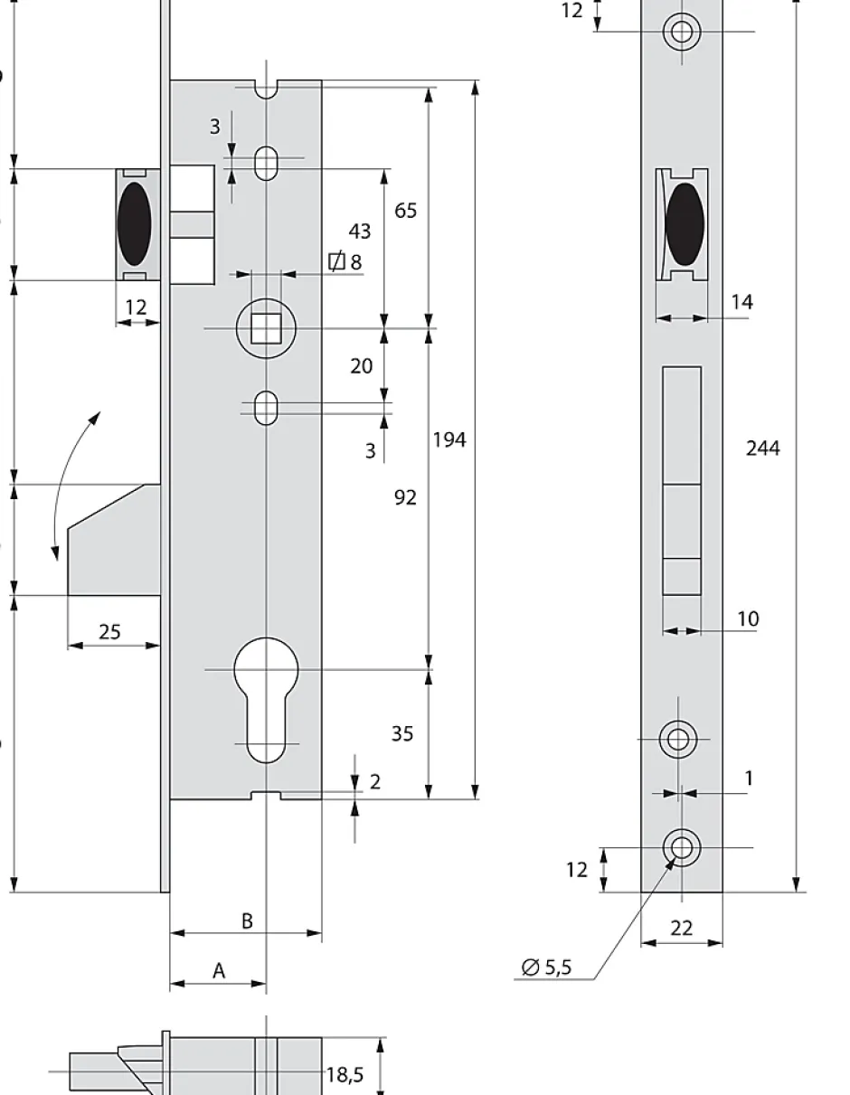 Serrure monopoint pêne dormant à bascule et demi-tour 41mm - STREMLER - 2360.41.0^Stremler Assa Abloy Hot