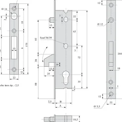 Serrure monopoint pêne crochet à bascule 45mm - STREMLER - 2562.45.0-Stremler Assa Abloy New