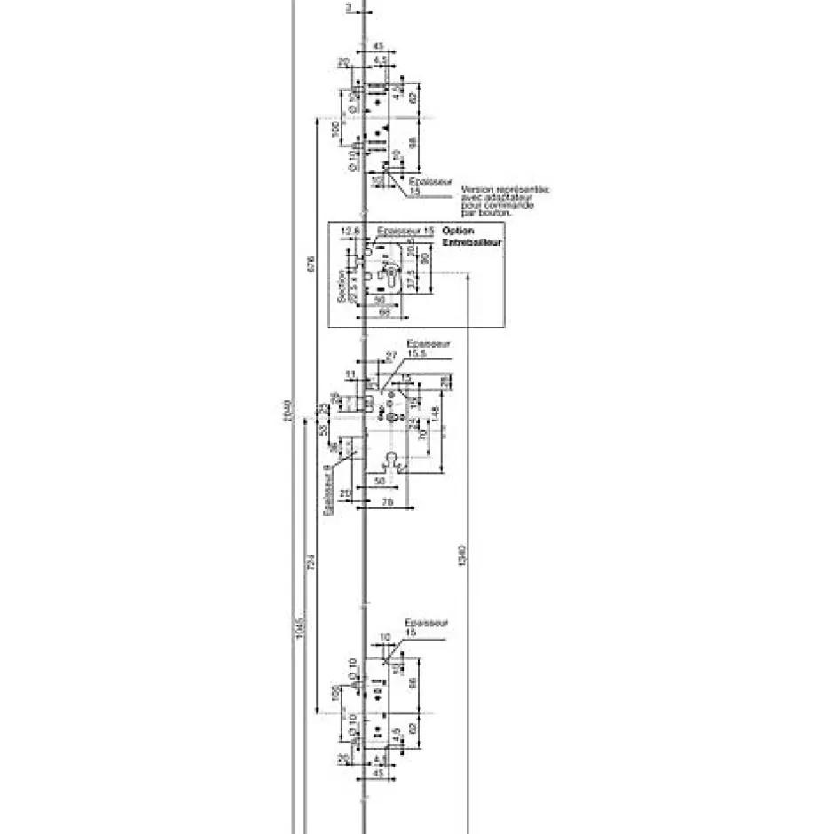 Serrure multipoints à larder 3 points 5000 SPN1 TRILOCK à entrebâilleur - - 18422000-Vachette Clearance