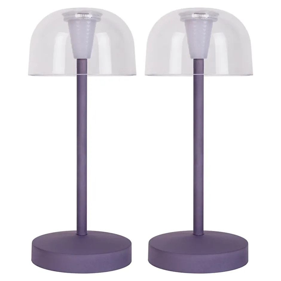 Set de 2 lampes de table LED rechargeables Gomba extérieur intérieur métal plastique couleur mûre hauteur 18,5cm^Näve Online