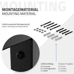 Set de 2x consoles murales support d'étagères en acier noir mat 450x150x30 mm-Ml-Design Best