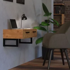 Set de 2x consoles murales support d'étagères en acier noir mat 500x150x30 mm-Ml-Design Sale