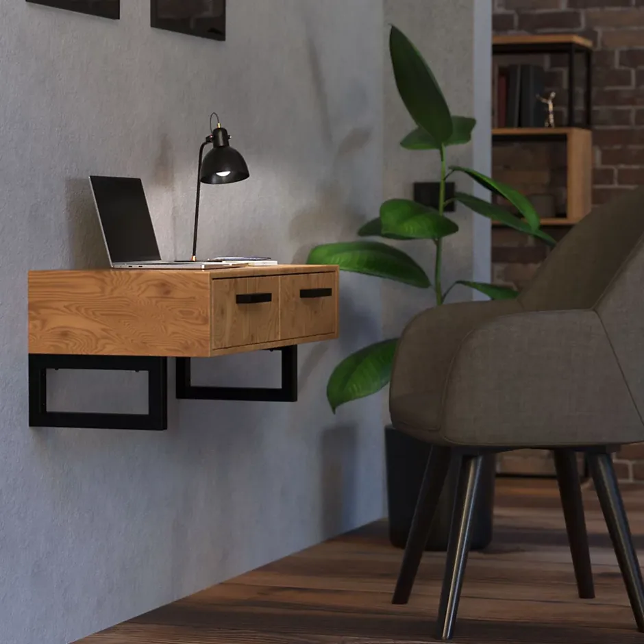 Set de 2x consoles murales support d'étagères en acier noir mat 500x150x30 mm-Ml-Design Sale