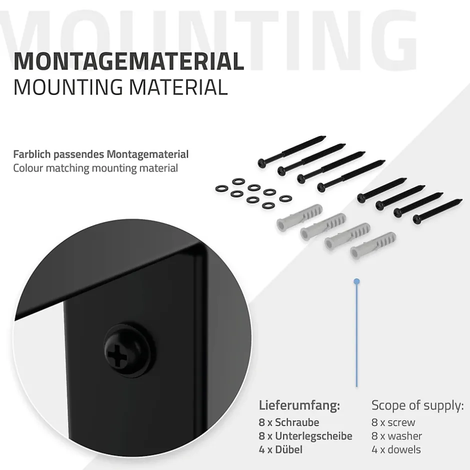 Set de 2x consoles murales support d'étagères en acier noir mat 500x150x30 mm-Ml-Design Sale