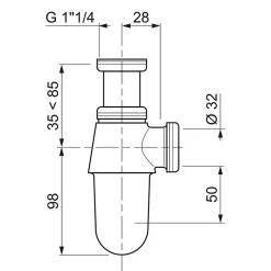 Siphon à compression chromé ø32 mm Flomasta^Wirquin New