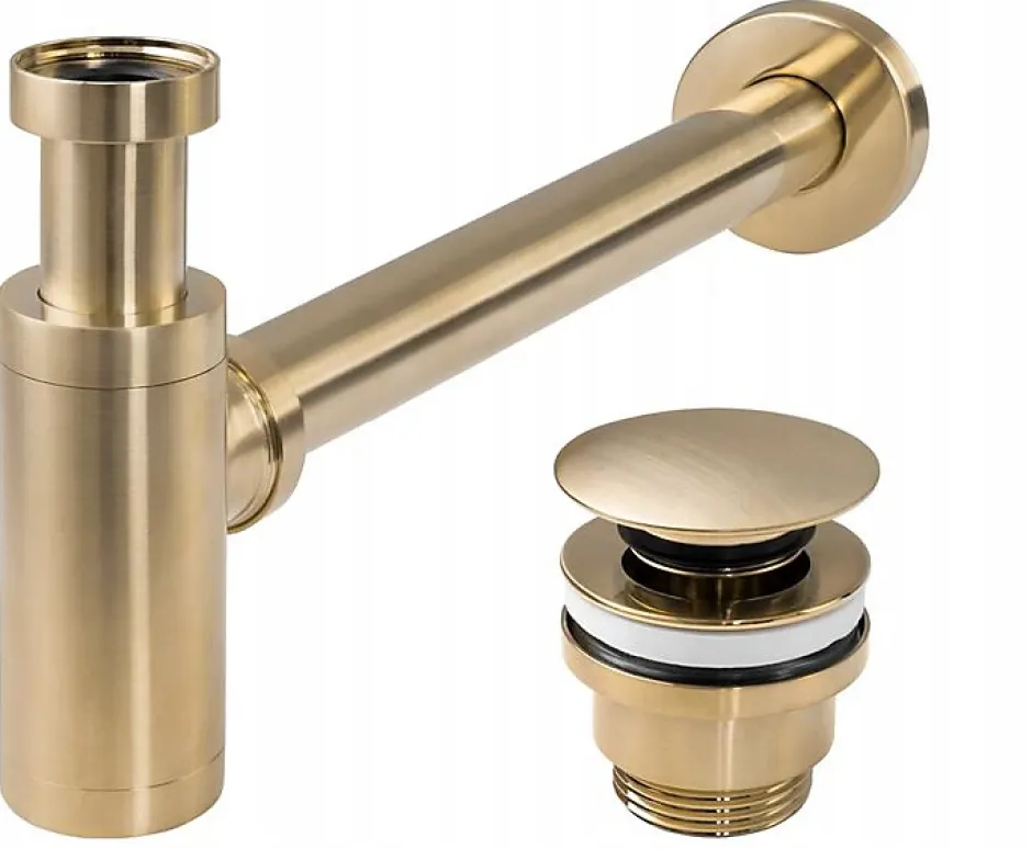 Siphon de lavabo + bonde Brushed Gold-Rea Sale