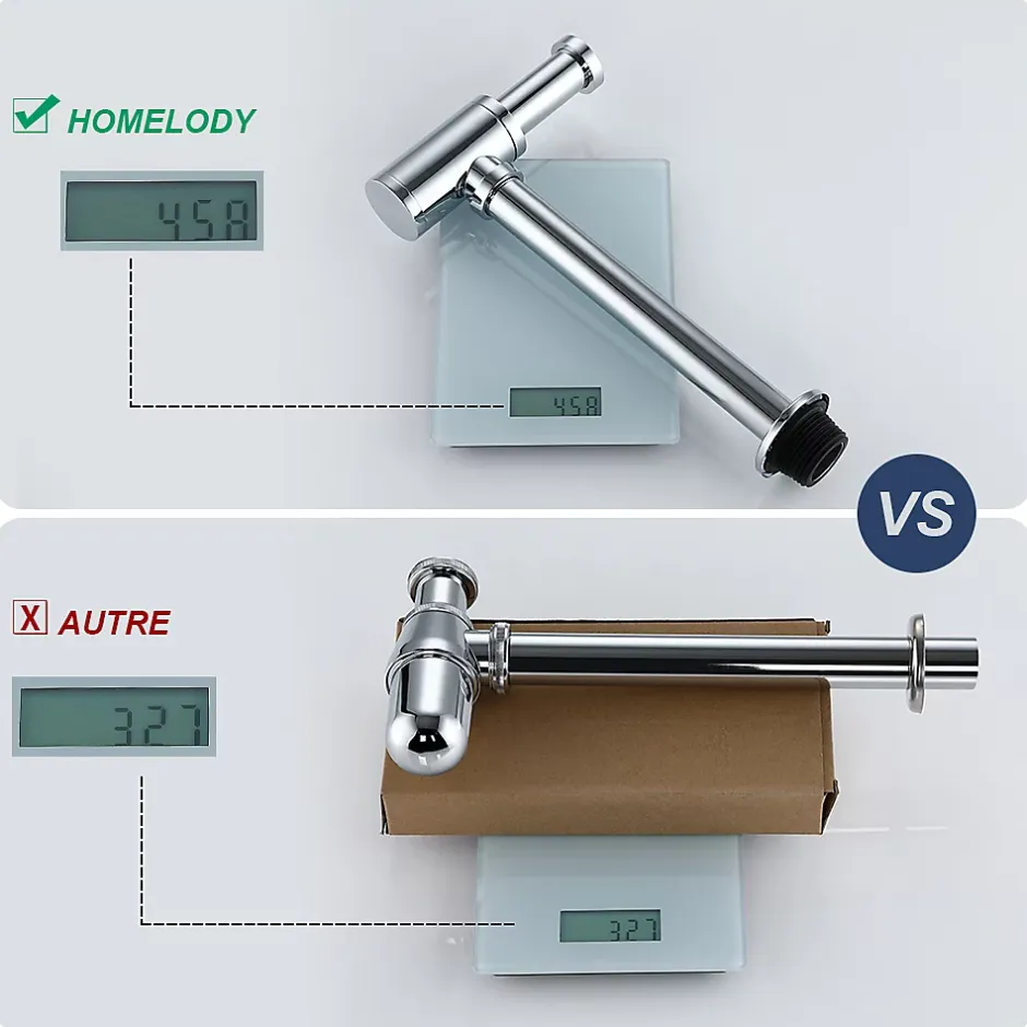 Siphon de Lavabo en Acier Inox Hauteur Reglable Set de Siphon G1 1 4 pour Vasque et Lavabo-Homelody Outlet