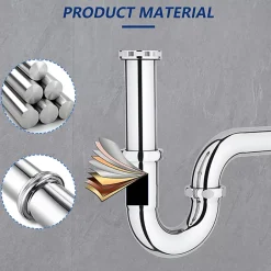 Siphon de Lavabo en Acier Inox Chrome Anti Odeur Tube Courbe en Forme de G Ouverture Quart de Tour pour Lavabo^Homelody Best