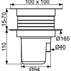 Siphon de sol à hauteur réglable - 100 x 100 mm --Delabie New