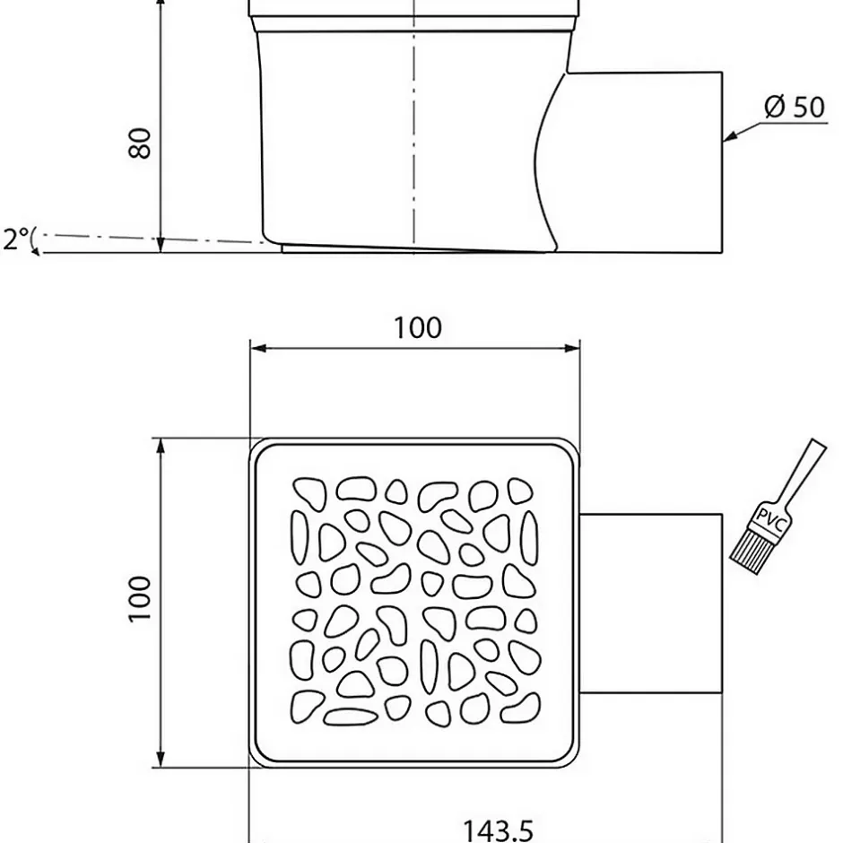 Siphon de sol à maçonner pour douche à l'italienne 10x10cm^Wirquin Discount