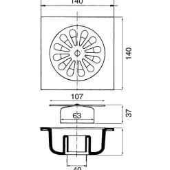 Siphon de sol PVC gris - 140 x 140 mm --Grandsire Online