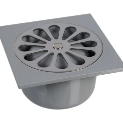 Siphon de sol PVC gris - 100 x 100 mm --Grandsire Outlet