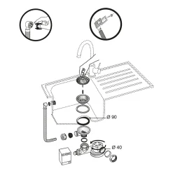 Siphon extra-plat réglable blanc 90mm avec bouchon et trop-plein-Wirquin Discount