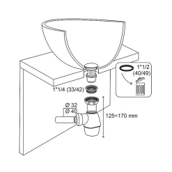 Siphon lavabo pour vasques et plan-vasques^Wirquin New