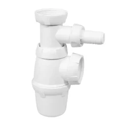 Siphon réglable blanc 40mm avec raccord pour lave-vaisselle ou machine à laver^Wirquin Best