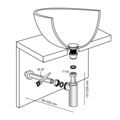 Siphon réglable chromé 32mm avec tuyau^Wirquin Outlet