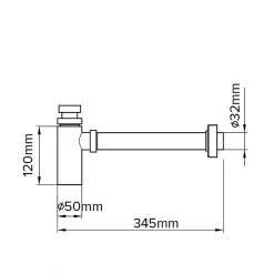 Siphon réglable noir 32mm Laiton^Flomasta Hot