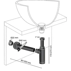 Siphon réglable Teos noir Ø32 mm^Wirquin Online