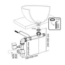Siphon universel tout-en-un réglable en hauteur de 165 à 200 mm^Wirquin Hot