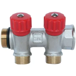 - Collecteur de distribution 2 sorties à portée plate easy lock m15/21 avec vannes-Somatherm for you Hot