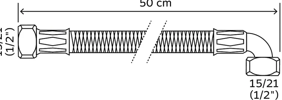- Flexible sanitaire - Double écrou tournant 1/2 dont 1 coudé - 500mm - DN10-Somatherm for you Online