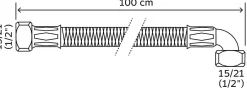 - Flexible sanitaire - Double écrou tournant 1/2 dont 1 coudé - 1000mm - DN10-Somatherm for you Clearance