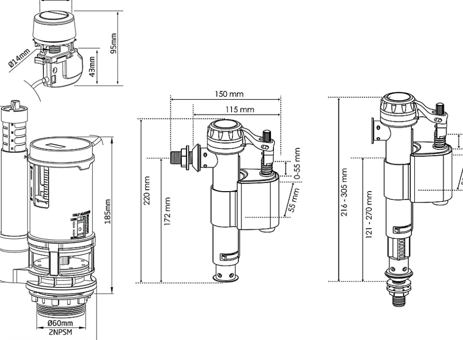 - Pack mécanisme WC câble double chasse + Robinet flotteur alimentation réversible-Somatherm for you Discount