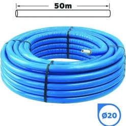 - Tube multicouche D20 isolé bleu en couronne 50m - Isolant 8mm-Somatherm for you Hot
