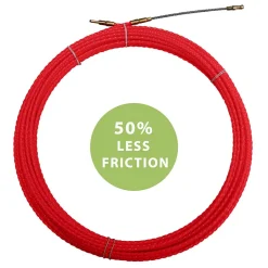 Sonde tire-fils à câble hélicoïdal, rouge, diam. 4,2 mm, 20 mètres, avec bornes M5 interchangeables^Tecnid Hot