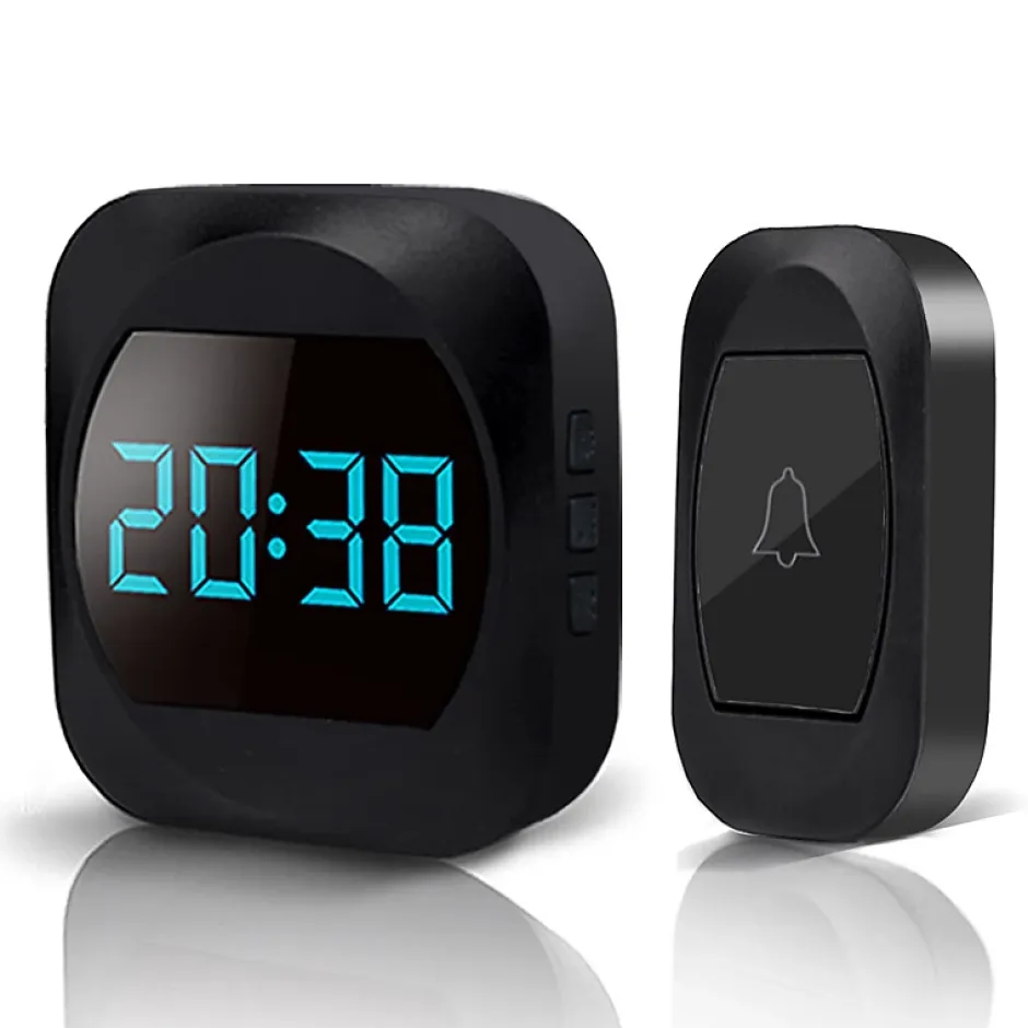 Sonnette de Porte Étanche Kit de Carillon Electronique avec 2 Récepteur Enfichables, 200M Gamme, 38 Mélodies au 4 Niveau de Volume^Deko Online