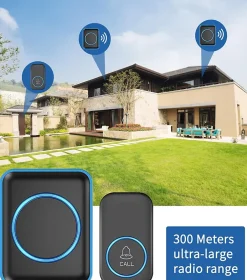 Sonnette d'entrée sans fil de 300 m avec 60 mélodies, 5 niveaux de volume et affichage LED^Deko Clearance