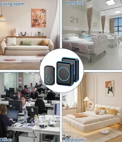 Sonnette d'entrée sans fil de 300 m avec 60 mélodies, 5 niveaux de volume et affichage LED^Deko Clearance