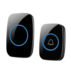 Sonnette extérieure sans fil étanche à 300 mètres, kit de sonnette avec récepteur enfichable pour la maison au Bureau, noir^Deko