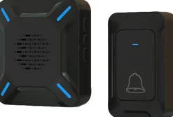 Sonnette extérieure sans fil étanche, voyant LED, portée 300 m, volume réglable sur 5 niveaux, 58 sonneries (noir)-Deko