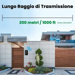 Sonnette extérieure sans fil étanche, voyant LED, portée 300 m, volume réglable sur 5 niveaux, 58 sonneries (noir)-Deko