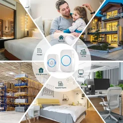 Sonnette extérieure sans fil étanche à 300 mètres, kit de sonnette avec récepteur enfichable pour la maison au Bureau, blanc^Deko Outlet