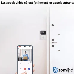Sonnette portier app tuya smart life autonome sans fils alerte direct smartphone, vision nocture carillon fourni^Somlife Online