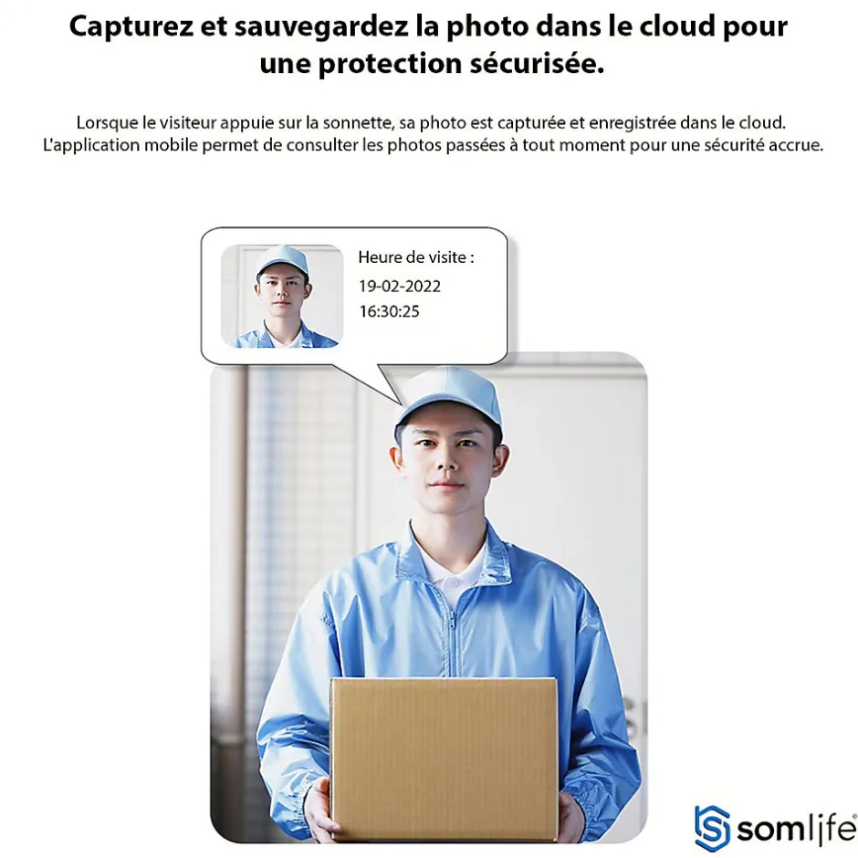 Sonnette portier app tuya smart life autonome sans fils alerte direct smartphone, vision nocture carillon fourni^Somlife Online