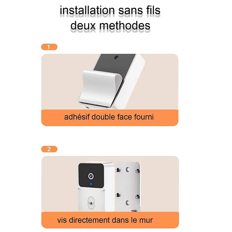 Sonnette portier app tuya smart life autonome sans fils alerte direct smartphone, vision nocture carillon fourni^Somlife Online