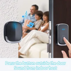 Sonnette sans fil 300 m, 36 mélodies, 4 niveaux de volume, avec lampe torche LED, noire^Deko Clearance