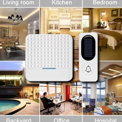 Sonnette sans fil Sonnette solaire électronique sans fil, blanche^Deko Online