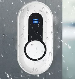 Sonnette sans fil étanche avec émetteur extérieur à piles et récepteur intérieur, 55 sonneries, blanc^Deko New