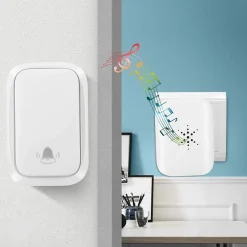 Sonnette sans fil étanche IP68, auto-alimentée, portée de 100 m, blanche^Deko